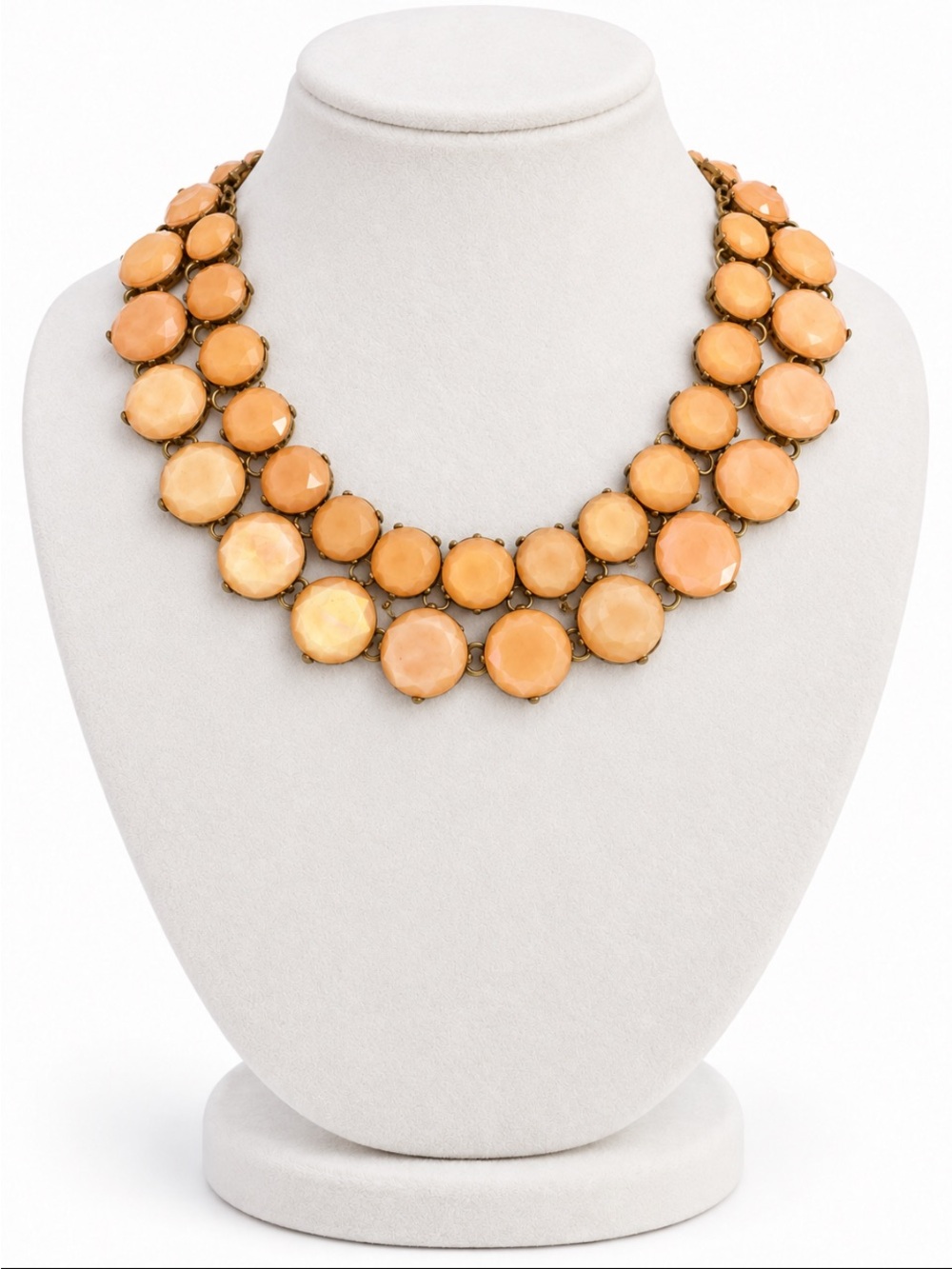 Versona Peach Faceted Stone Double Row Statement Necklace
